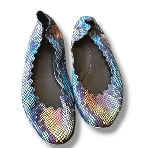 Kate Spade Multicolor Snake Print Scalloped Women's Ballet  Flats